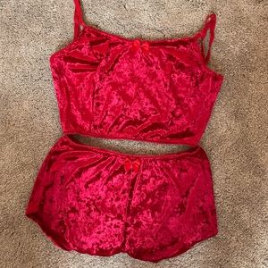 NWOT velvet shorts pj set